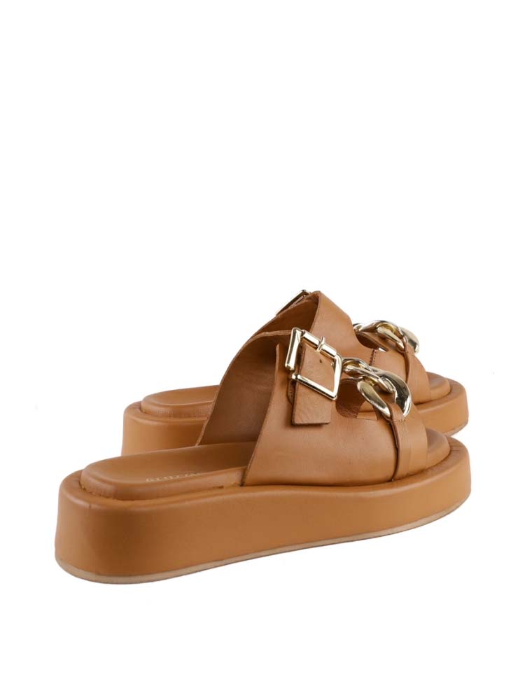 Chunky Chain Front Detail Sandals, Beige