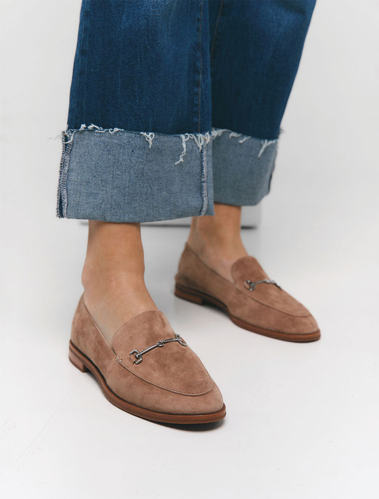 Classic Almond Toe with Buckle Loafers, Beige