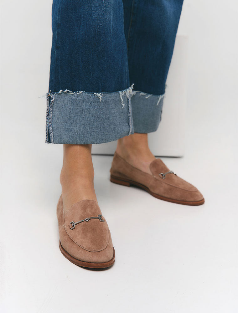 Classic Almond Toe with Buckle Loafers, Beige