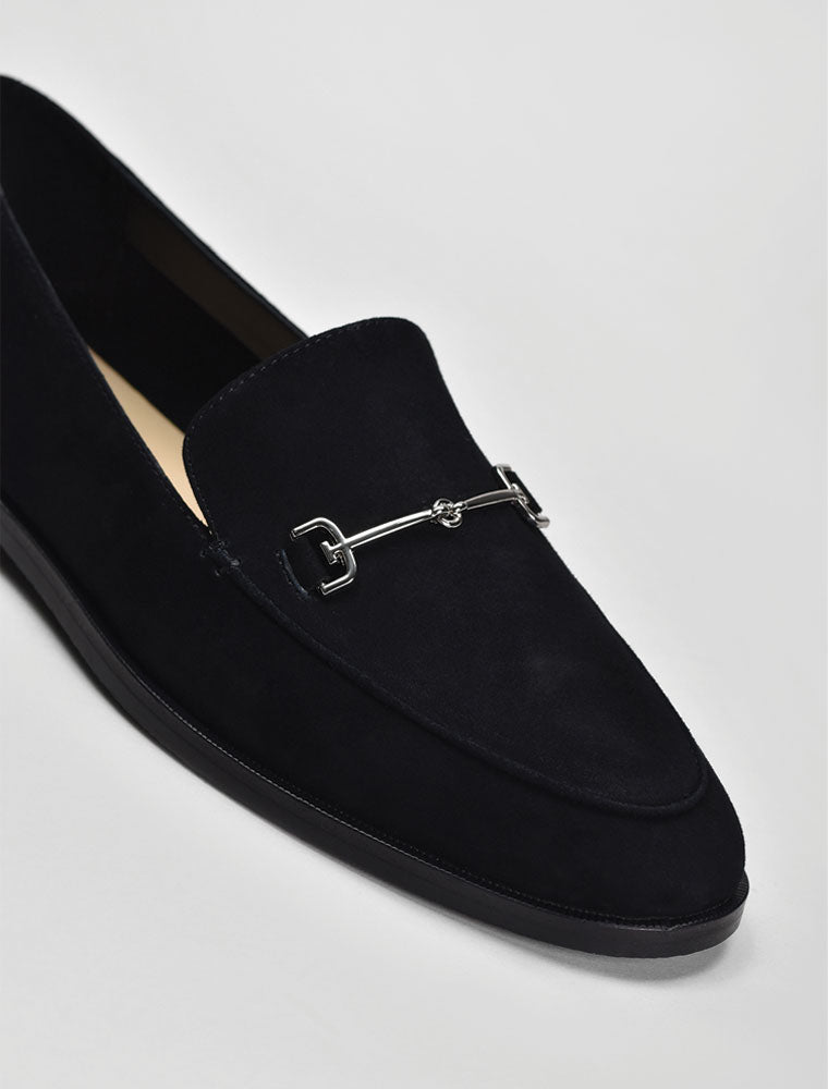 Classic Almond Toe with Buckle Loafers, Black