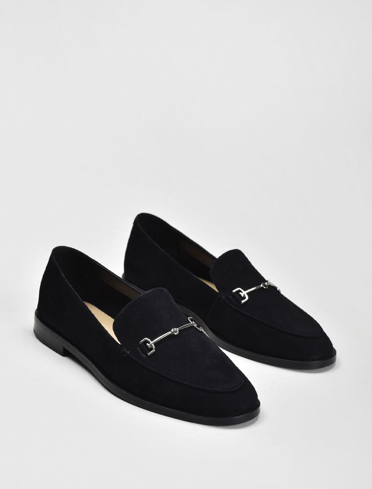 Classic Almond Toe with Buckle Loafers, Black