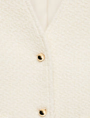 Classic V-Neck Tweed Jacket, Cream