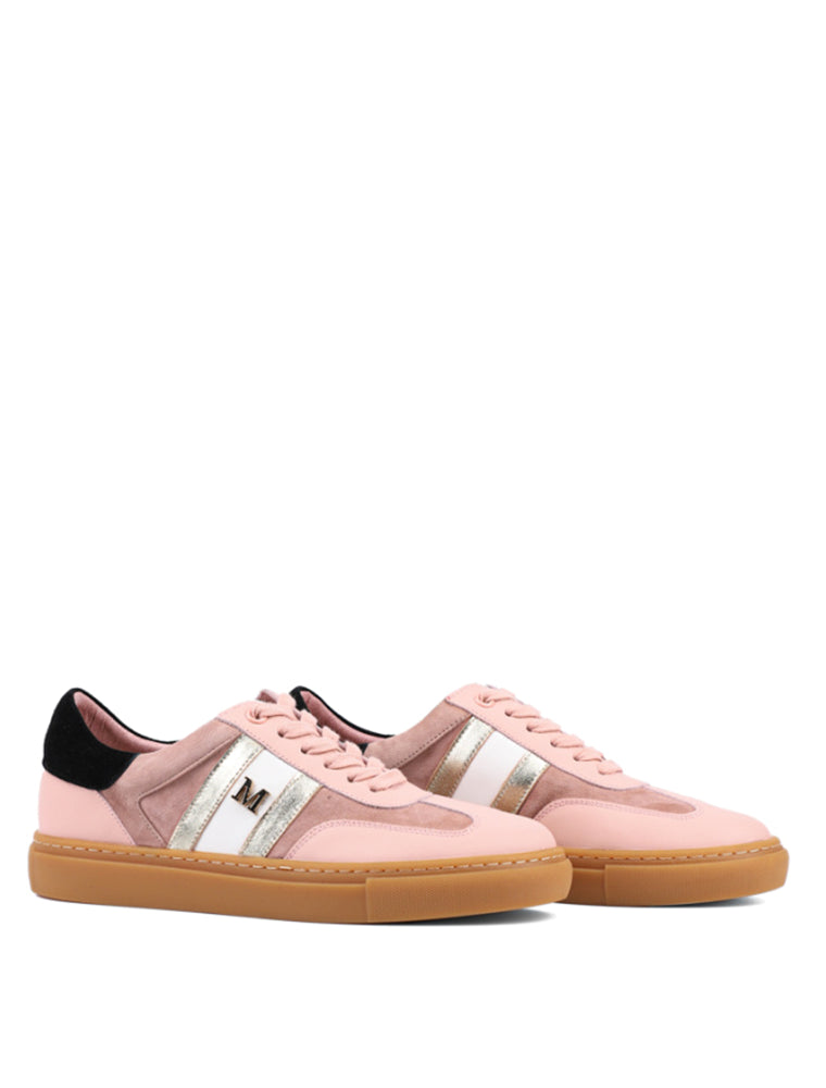 Classic Sneakers with Gold Accent, Blush Pink