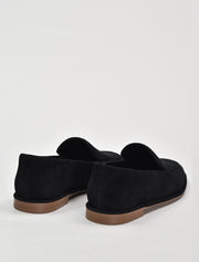Classic Squared Toe Suede Loafers, Black
