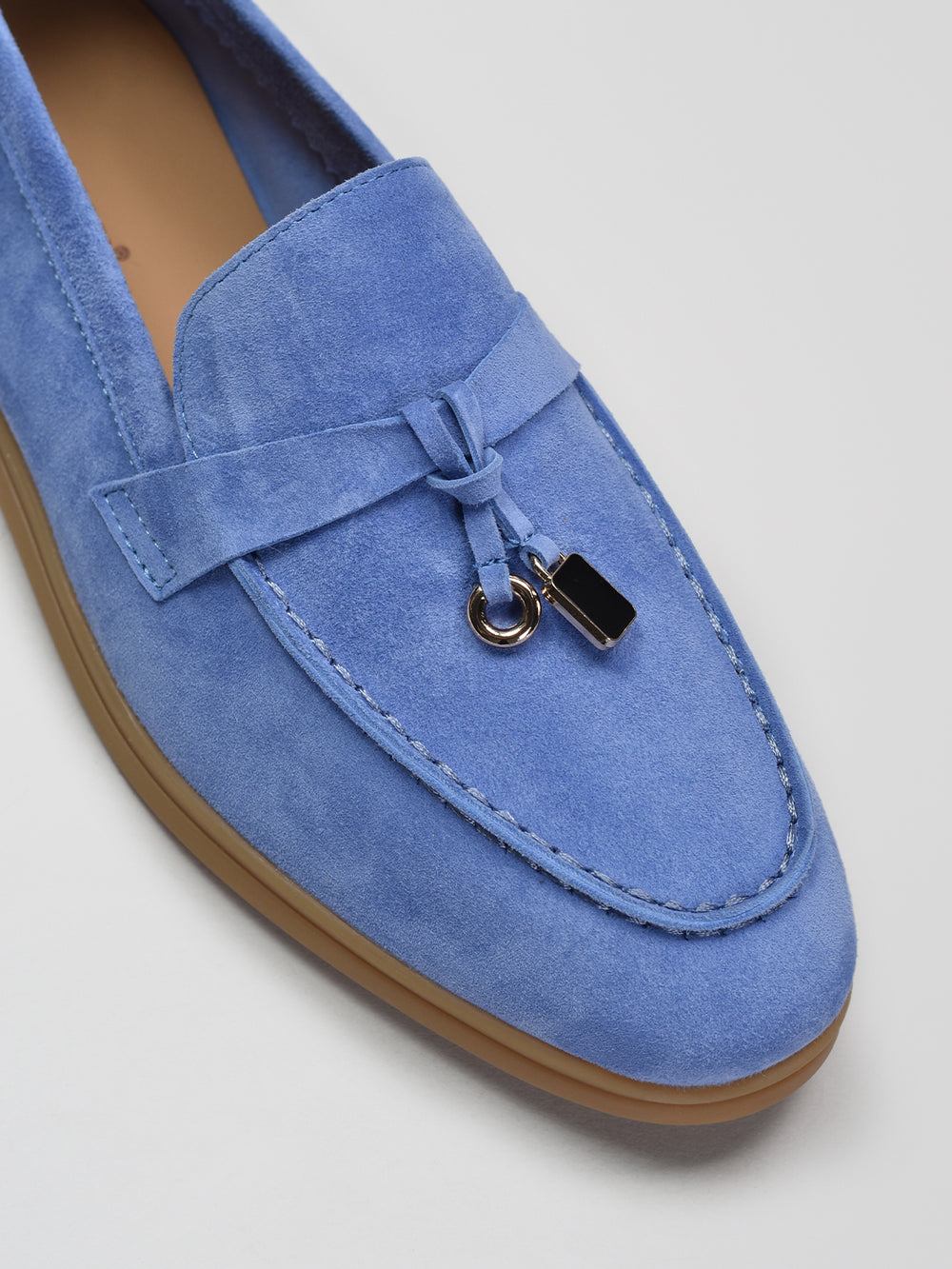 Classic Suede Loafers with Tassels, Sky Blue