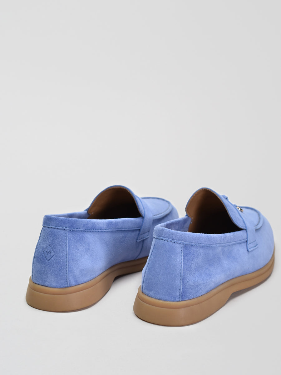 Classic Suede Loafers with Tassels, Sky Blue