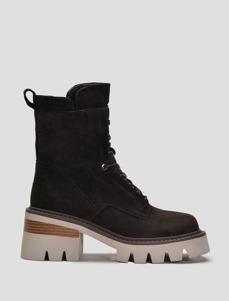 Combat Suede Boots, Brown