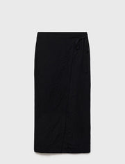 Creased Effect Wrap-up Skirt, Black