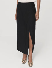 Creased Effect Wrap-up Skirt, Black