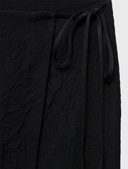 Creased Effect Wrap-up Skirt, Black