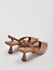 Criss-Cross Mesh Slingback Pumps, Medium Brown