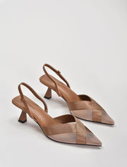 Criss-Cross Mesh Slingback Pumps, Medium Brown
