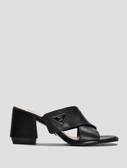Criss-Cross Open Toe Mules, Black