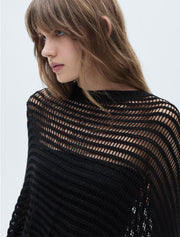 Crochet Lurex Overlay Top, Black