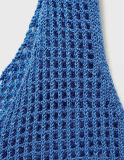 Crochet Openwork Crop Top, Blue