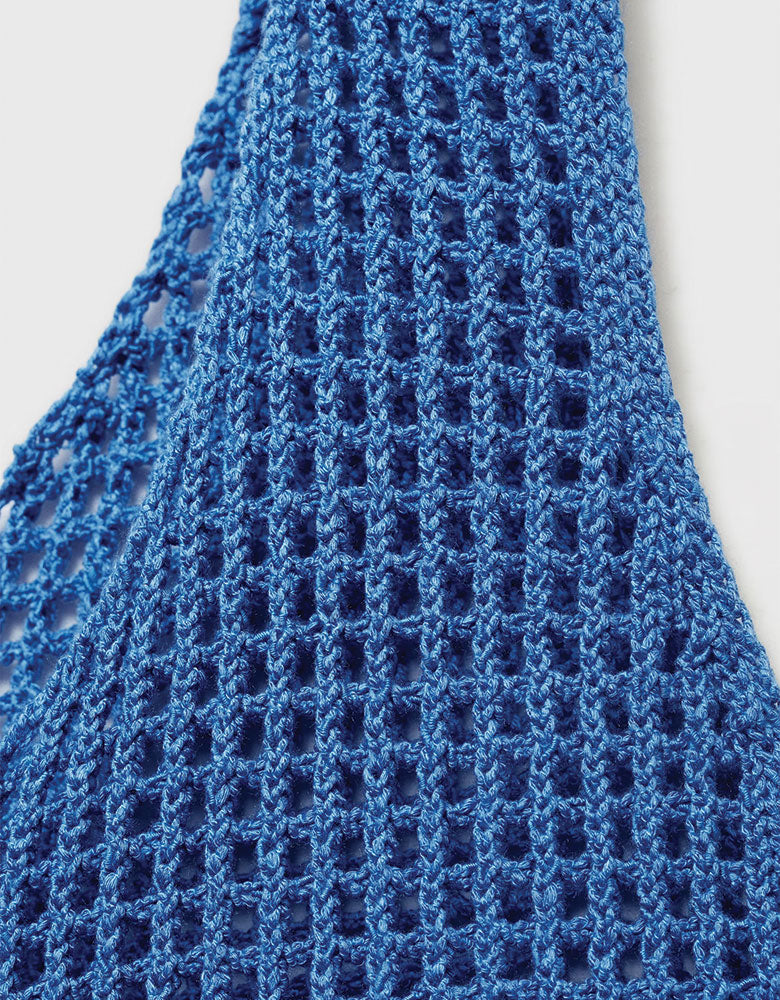 Crochet Openwork Crop Top, Blue