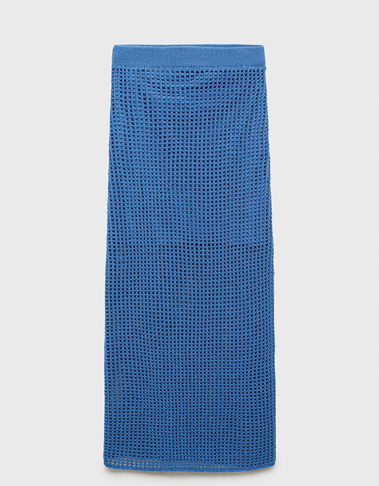 Crochet Openwork Skirt, Blue