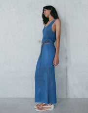 Crochet Openwork Skirt, Blue
