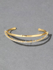 Crystal Lace Orbiting Cuff Bracelet, 14K White Gold Plated
