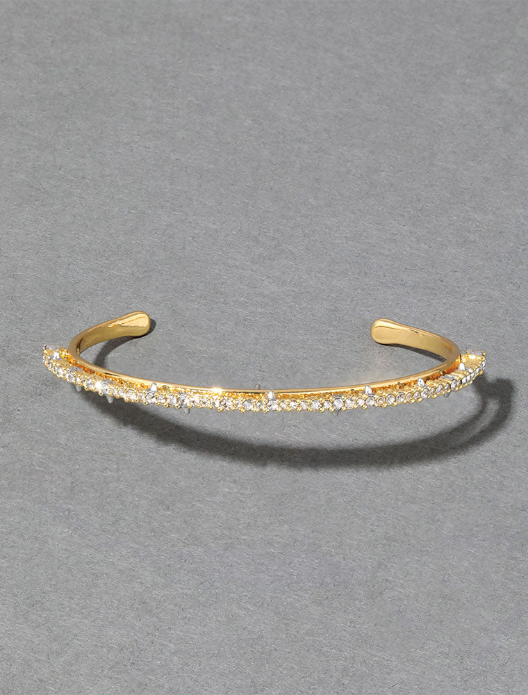 Crystal Lace Orbiting Cuff Bracelet, 14K White Gold Plated
