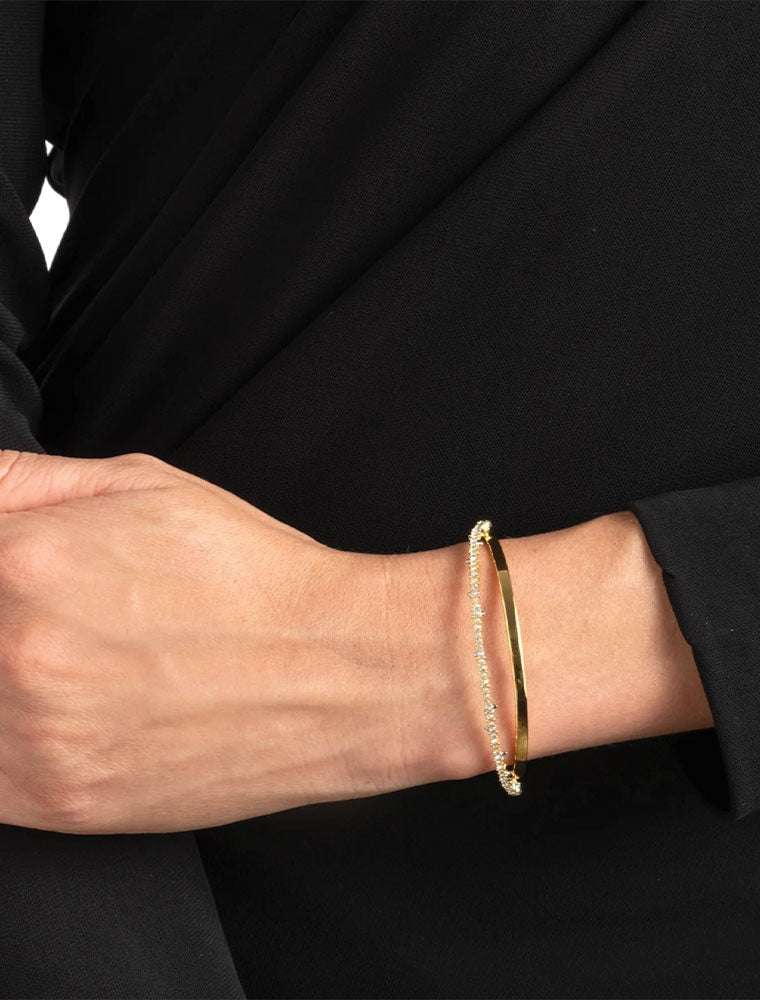 Crystal Lace Orbiting Cuff Bracelet, 14K White Gold Plated