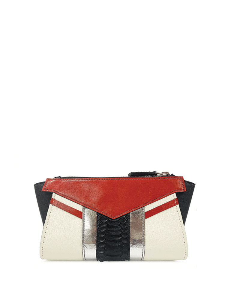 DVK Clutch, Cream / Black / Red