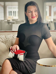 DVK Clutch, Cream / Black / Red