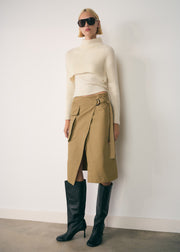 Double Layer High Collar Sweater, Off-White