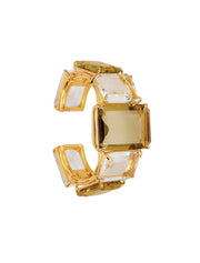 Eleanor Cuff, Lemon & Clear Quartz, 14K Gold Plated