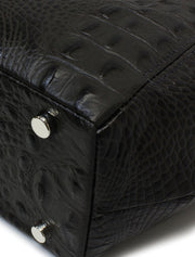 Embossed Croc Baguette Shopper Tote, Brown