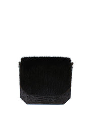 Embossed Croc Radiant Clutch Bag, Dark Brown
