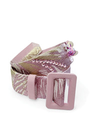 Made-to-Order: Embroidered Floral Brocade Belt, Soft Pink