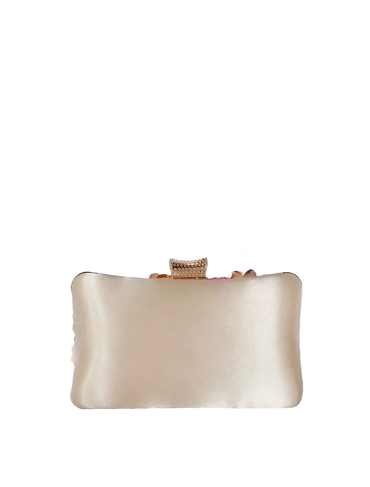 Embroidered Flower Clutch Bag, Beige