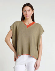 Esme Oversized Short Sleeve V-Neck, Army Green