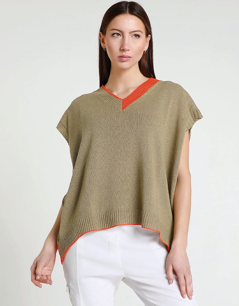 Esme Oversized Short Sleeve V-Neck, Army Green