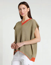 Esme Oversized Short Sleeve V-Neck, Army Green