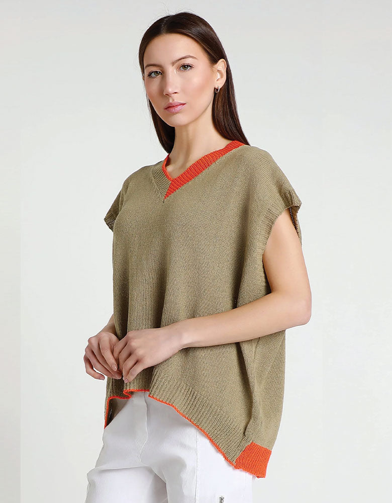 Esme Oversized Short Sleeve V-Neck, Army Green