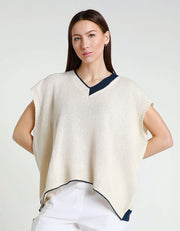 Esme Oversized Short Sleeve V-Neck, Ivory
