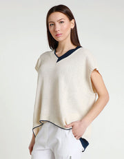 Esme Oversized Short Sleeve V-Neck, Ivory