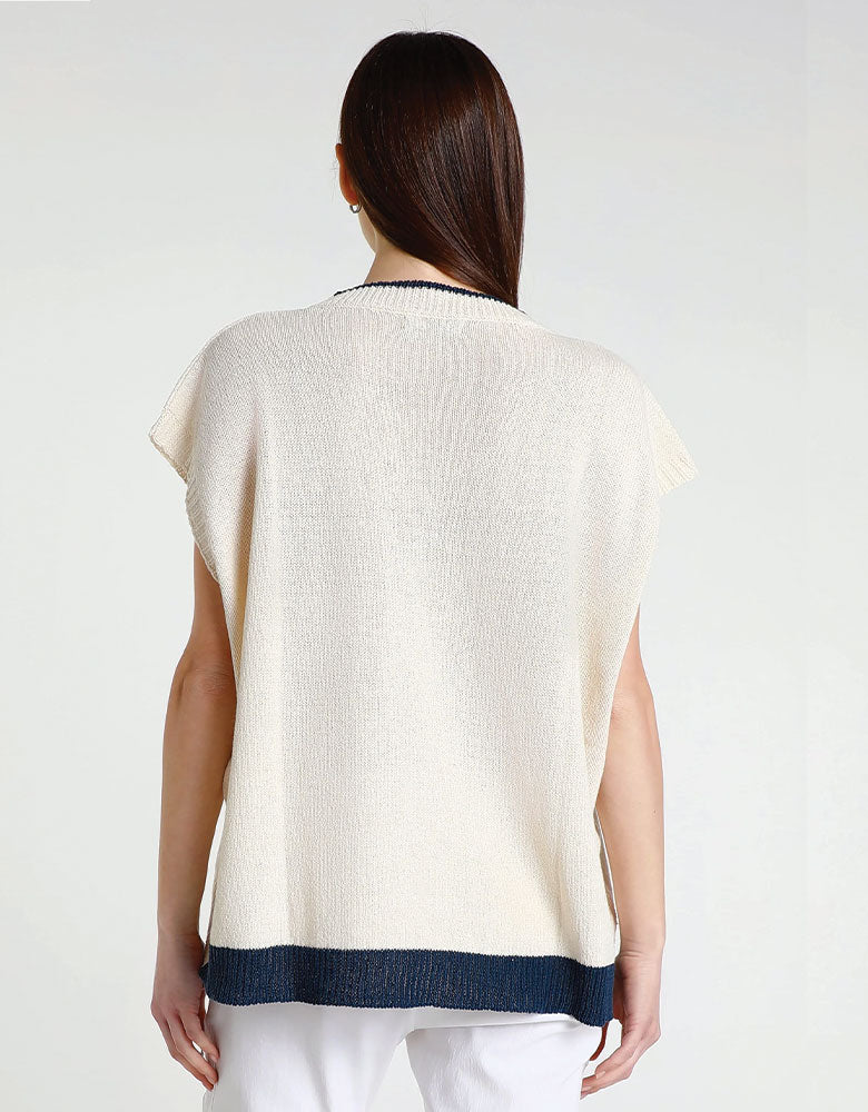 Esme Oversized Short Sleeve V-Neck, Ivory