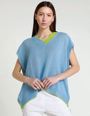 Esme Oversized Short Sleeve V-Neck, Sky Blue