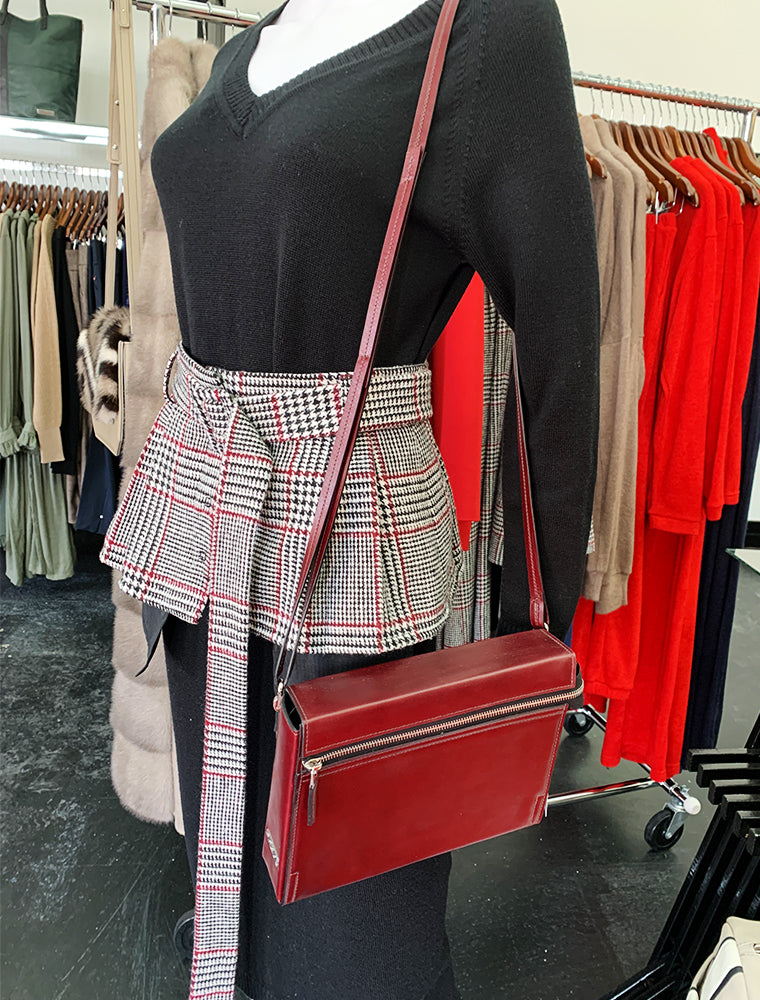 Emerald Crossbody Expended Purse, Burgundy