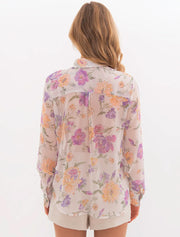 Floral Button-Down Blouse, Ivory