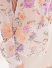 Floral Button-Down Blouse, Ivory