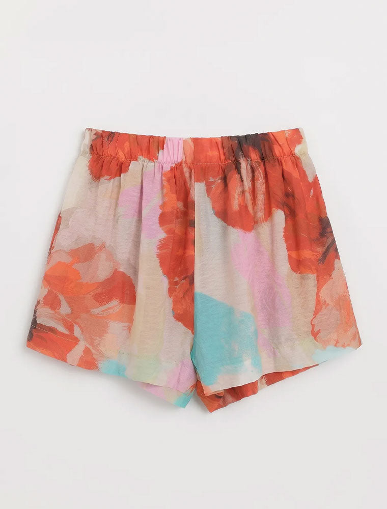 Floral Elastic Waist Shorts, Multicolor