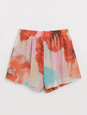 Floral Elastic Waist Shorts, Multicolor