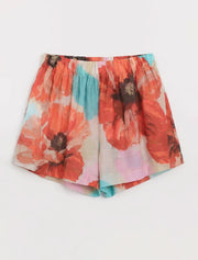 Floral Elastic Waist Shorts, Multicolor