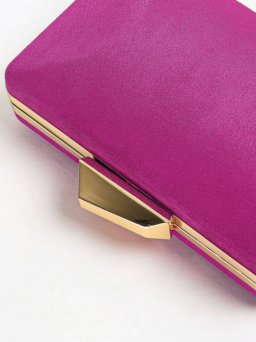 Framed Sculptural Clutch Bag, Fuchsia