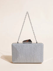 Framed Sculptural Clutch Bag, Silver