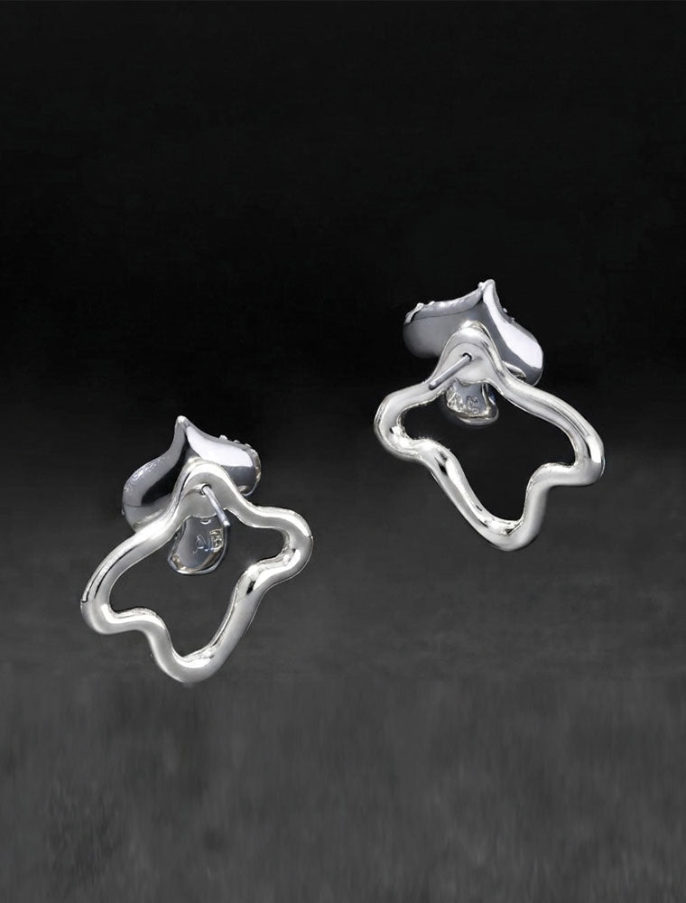 Freeform Pavé Crystal Jacket Earring, 14K White Gold over Brass